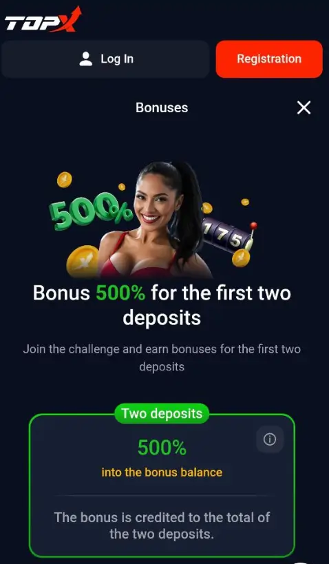 TopX online casino login promotions